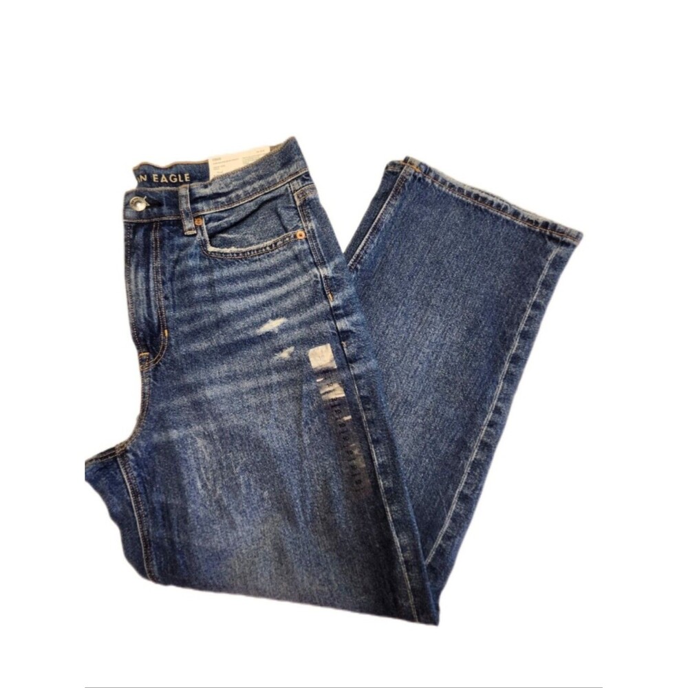 American Eagle NWT Strigid Super High Rise Baggy Straight Denim Jeans, 10 Short